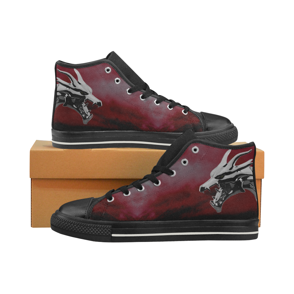 Steel Dragons V1.0 Red Women's Classic High Top Canvas Shoes (Model 017)