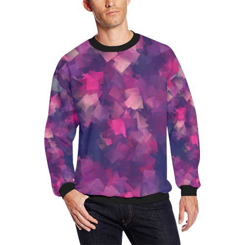 purple pink magenta cubism #modern Men's Oversized Fleece Crew Sweatshirt (Model H18)