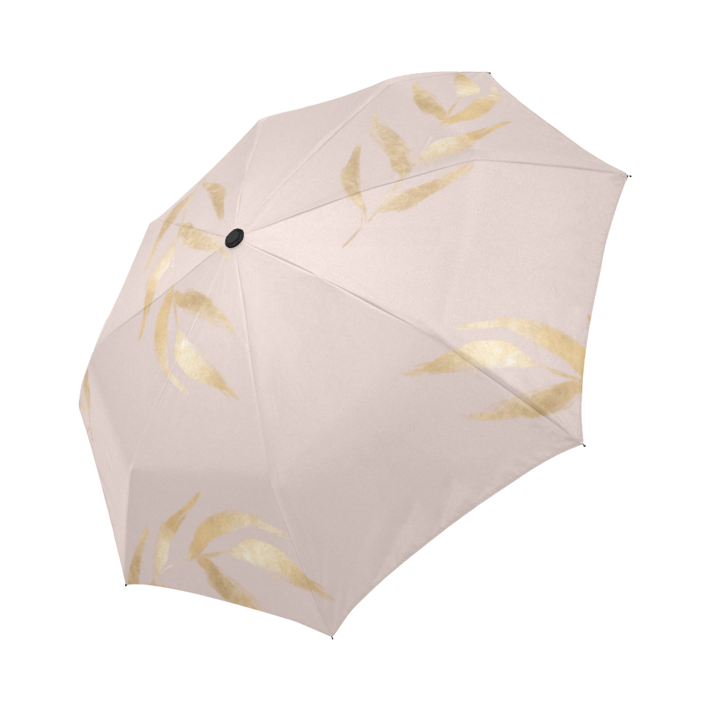 Pink Foil Leaves Umbrella Auto-Foldable Umbrella (Model U04)