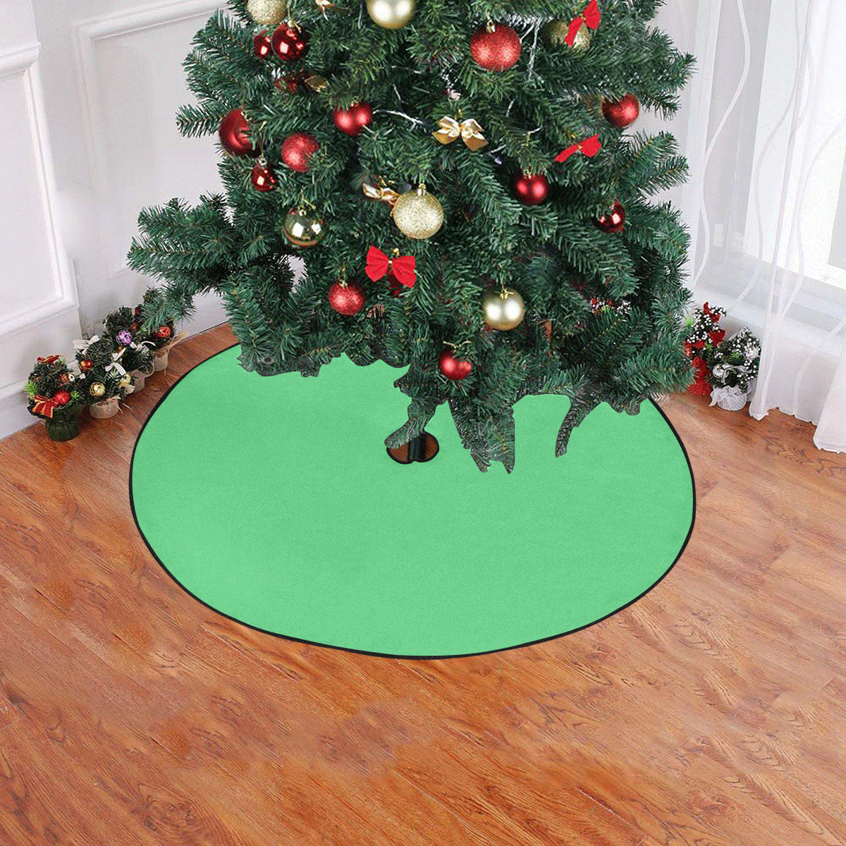 color Paris green Christmas Tree Skirt 47" x 47"