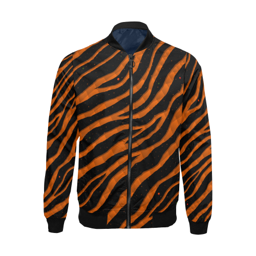 Ripped SpaceTime Stripes - Orange All Over Print Bomber Jacket for Men/Large Size (Model H19)