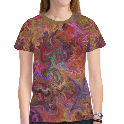 Psychodelic color flow New All Over Print T-shirt for Women (Model T45)