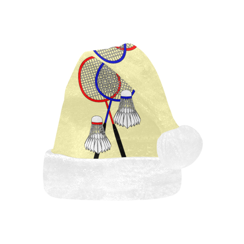 Badminton Rackets and Shuttlecocks Yellow Santa Hat