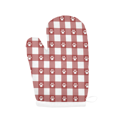 Red plaid and paws Oven Mitt (Two Pieces)