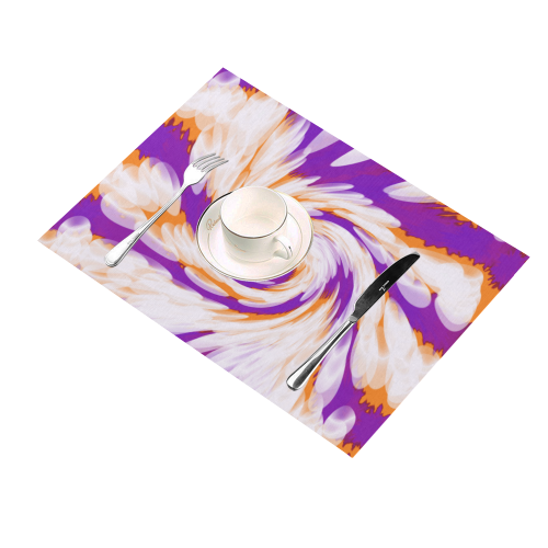 Purple Orange Tie Dye Swirl Abstract Placemat 14’’ x 19’’