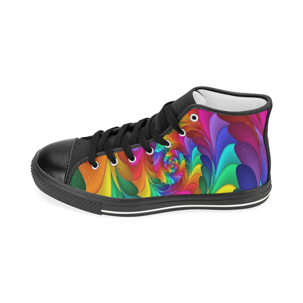 RAINBOW CANDY SWIRL Men’s Classic High Top Canvas Shoes (Model 017)