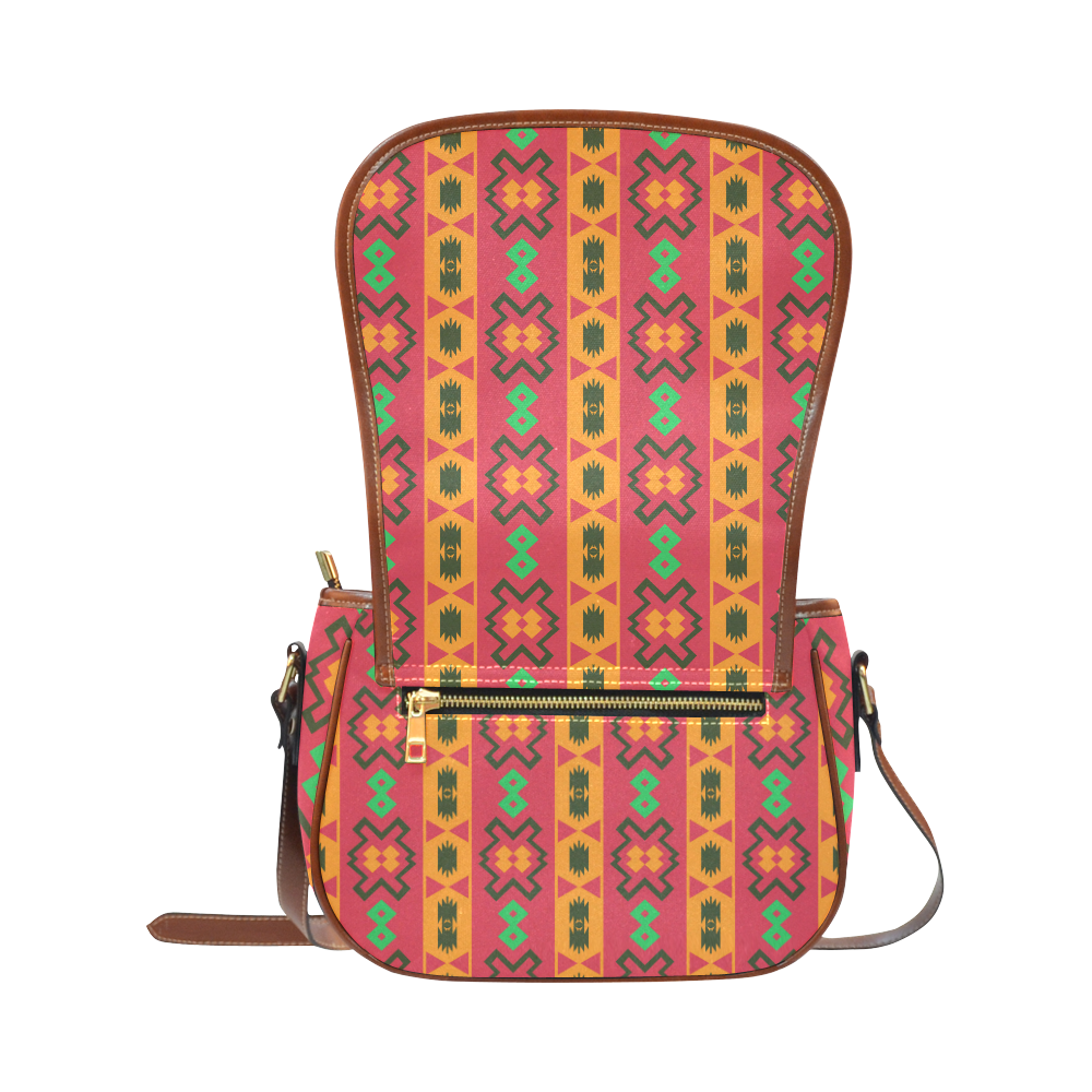 Tribal shapes in retro colors (2) Saddle Bag/Large (Model 1649)