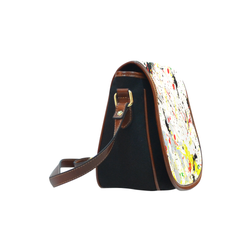 Yellow & Black Paint Splatter Saddle Bag/Small (Model 1649)(Flap Customization)