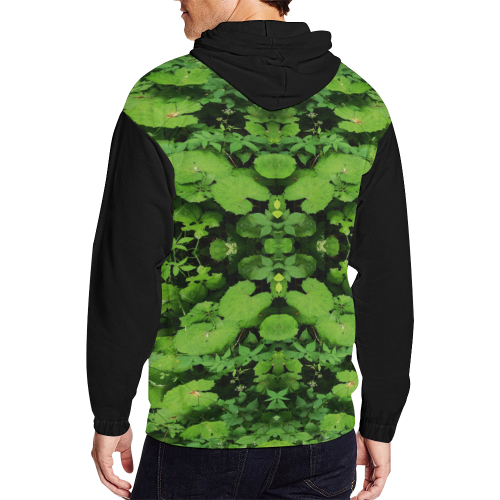 the green x All Over Print Full Zip Hoodie for Men (Model H14)