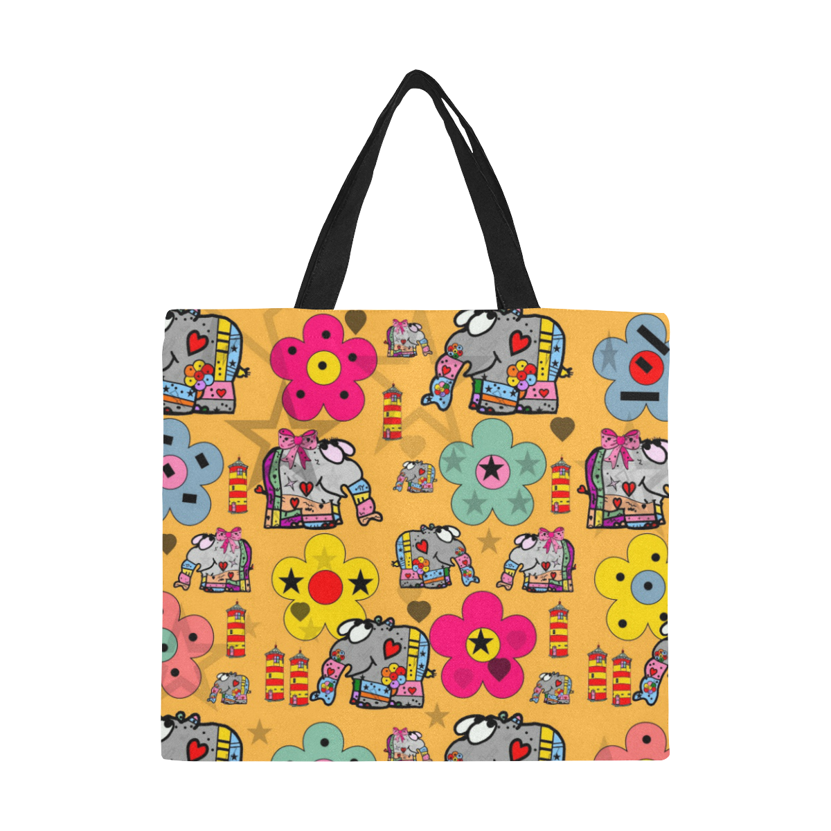 Funny elephant by Nico Bielow All Over Print Canvas Tote Bag/Large (Model 1699)