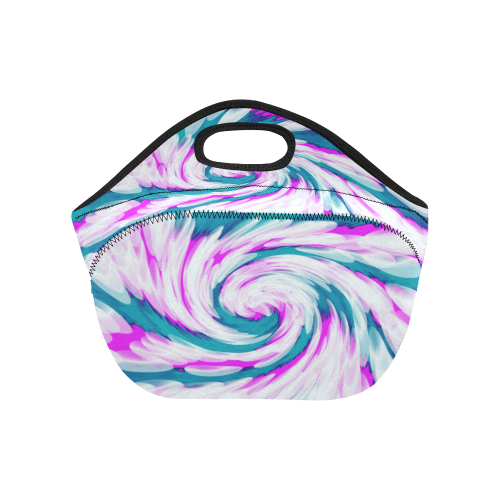 Turquoise Pink Tie Dye Swirl Abstract Neoprene Lunch Bag/Small (Model 1669)