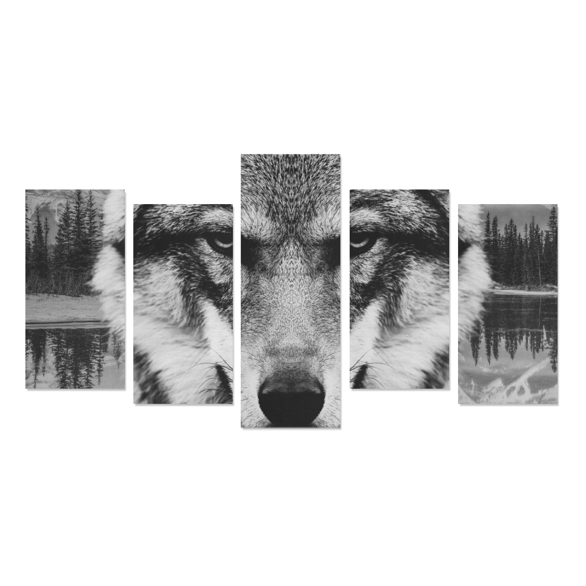 Wolf Animal Nature Canvas Print Sets E (No Frame)