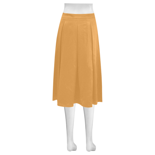 color butterscotch Mnemosyne Women's Crepe Skirt (Model D16)