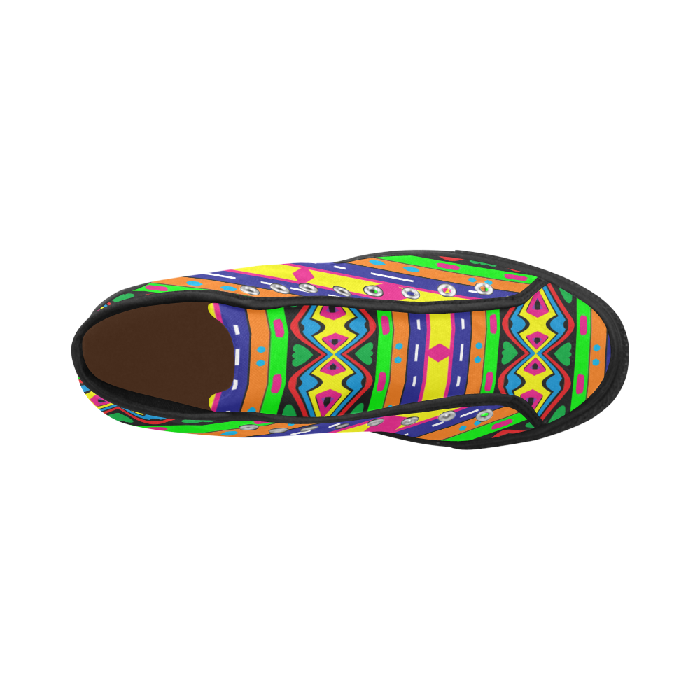 Distorted colorful shapes and stripes Vancouver H Men's Canvas Shoes (1013-1)