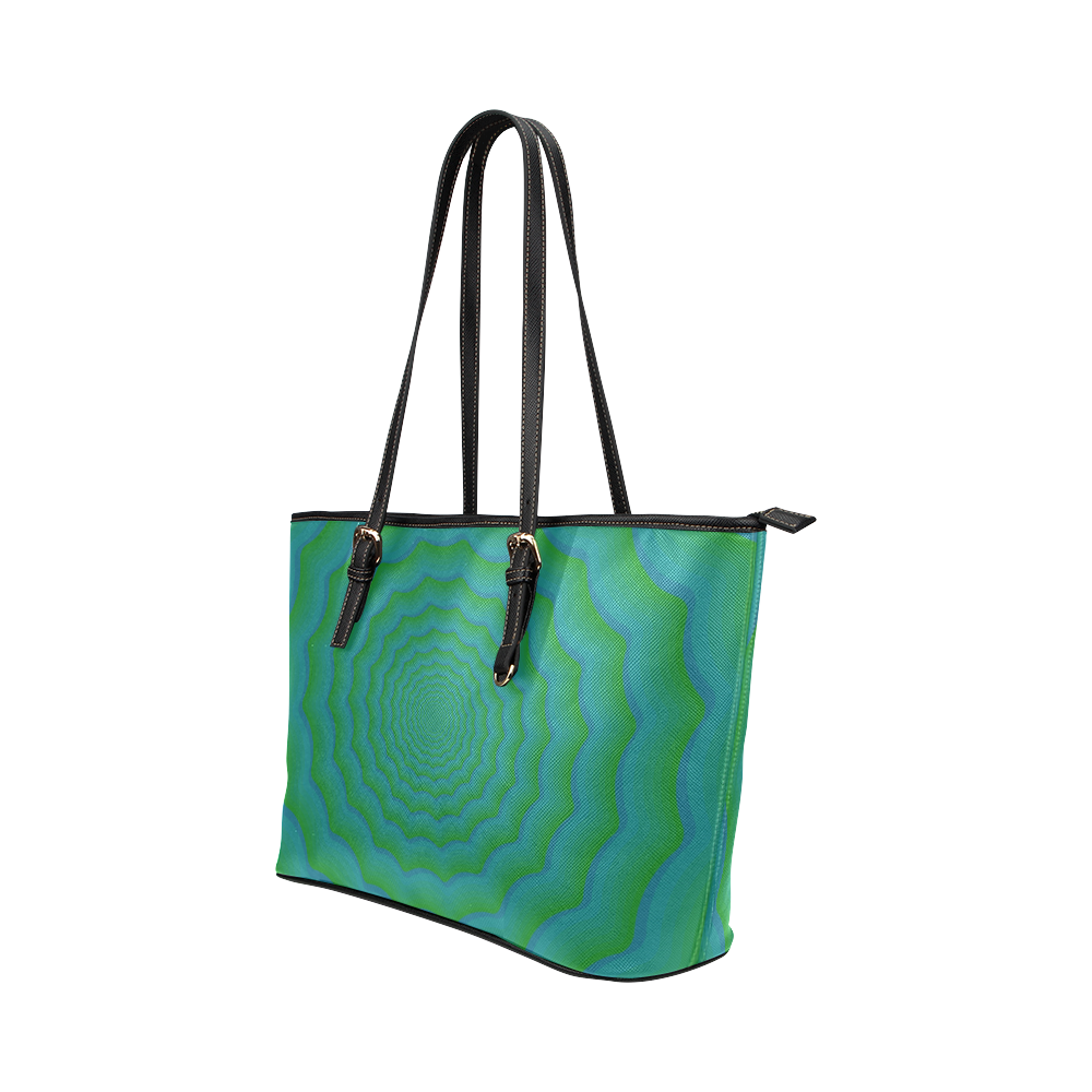 Green vortex Leather Tote Bag/Large (Model 1651)