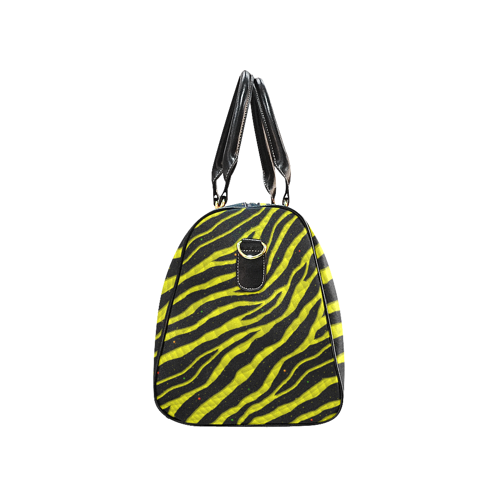 Ripped SpaceTime Stripes - Yellow New Waterproof Travel Bag/Large (Model 1639)
