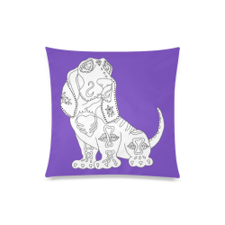 Color Me Basset Hound Sugar Skull Purple Custom Zippered Pillow Case 20"x20"(Twin Sides)
