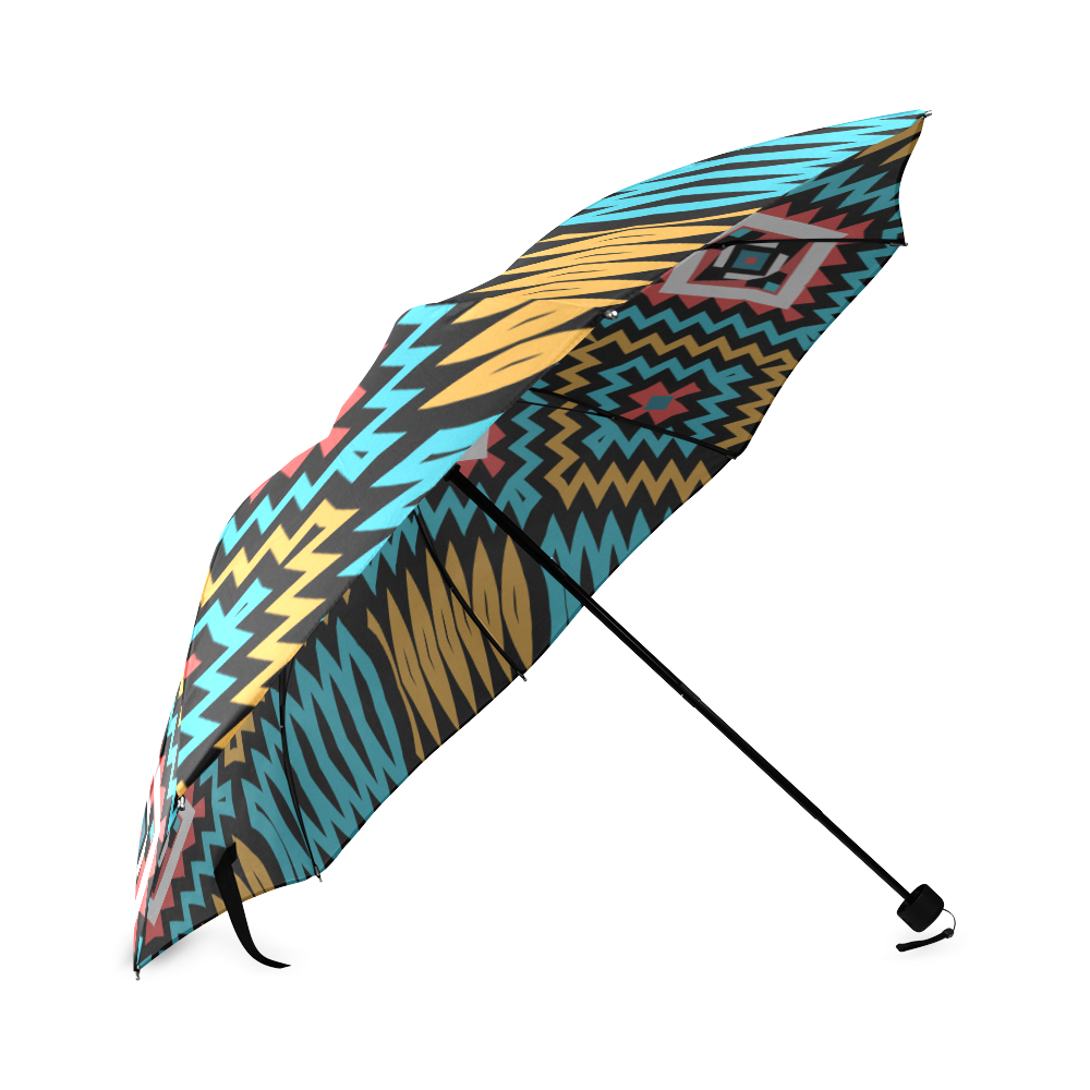Shapes on a black background Foldable Umbrella (Model U01)