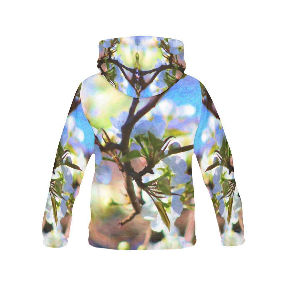 Pear Tree Blossoms All Over Print Hoodie for Women (USA Size) (Model H13)