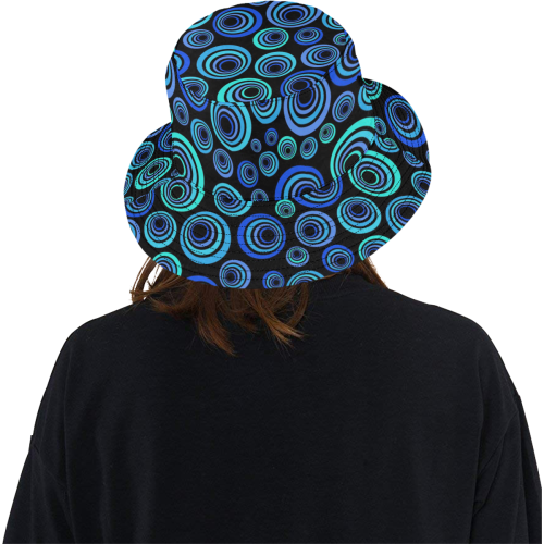 Retro Psychedelic Pretty Blue Pattern All Over Print Bucket Hat