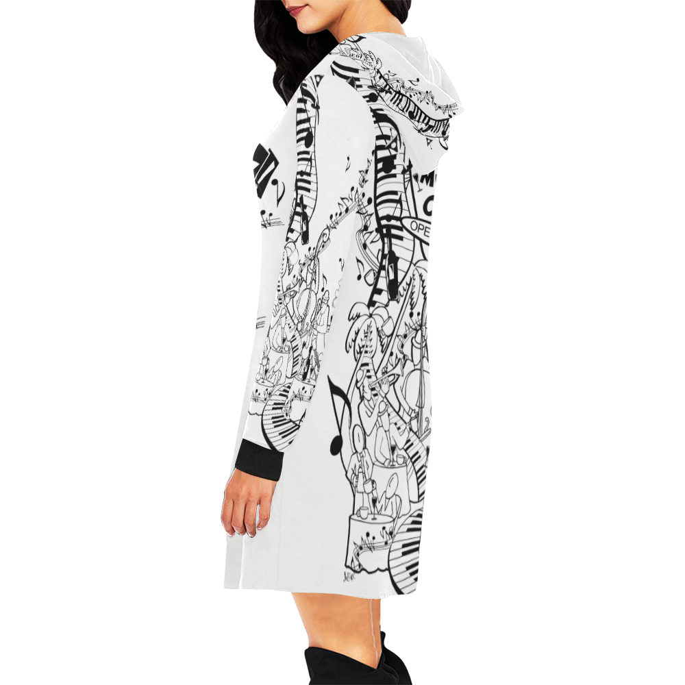Hoodie Dress Music Art Print Juleez All Over Print Hoodie Mini Dress (Model H27)