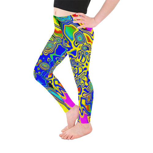 Paint Drop Yellow Kid's Ankle Length Leggings (Model L06)