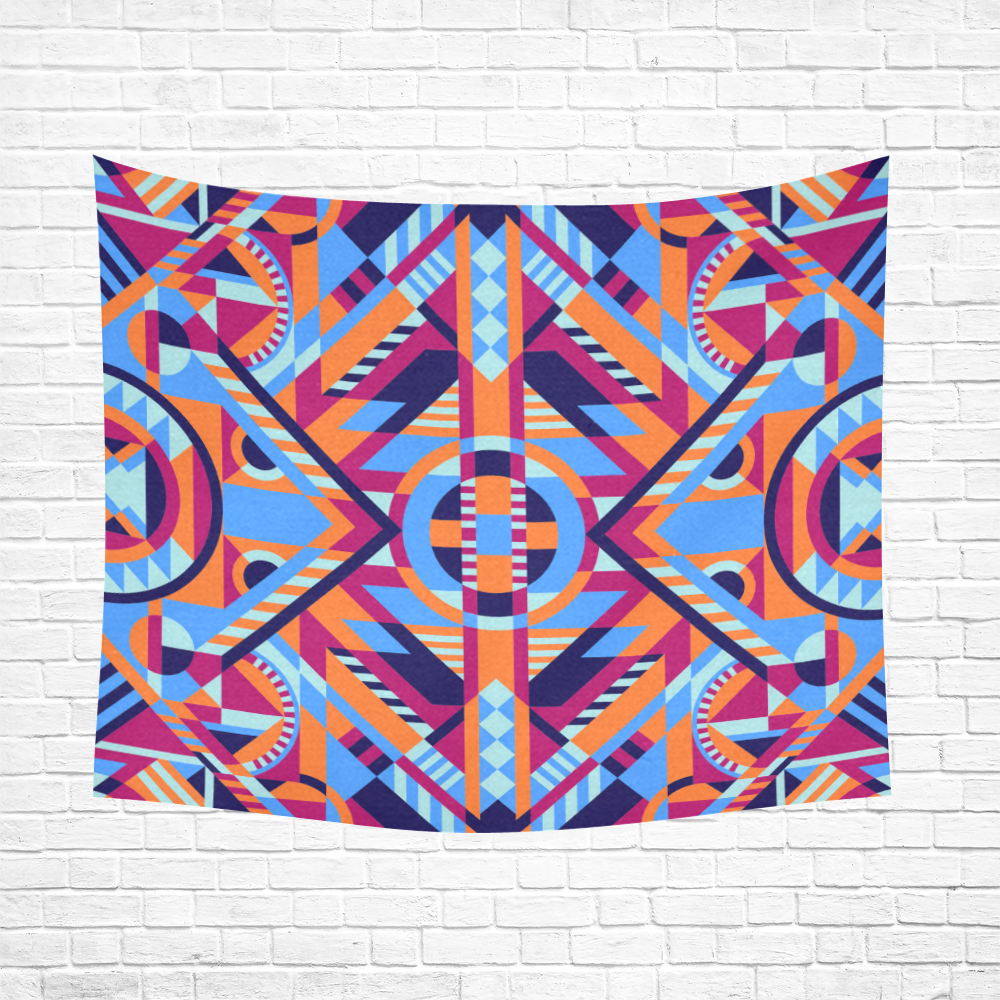 Modern Geometric Pattern Cotton Linen Wall Tapestry 60"x 51"