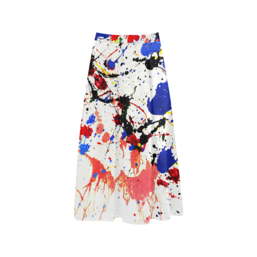 Blue and Red Paint Splatter Aoede Crepe Skirt (Model D16)