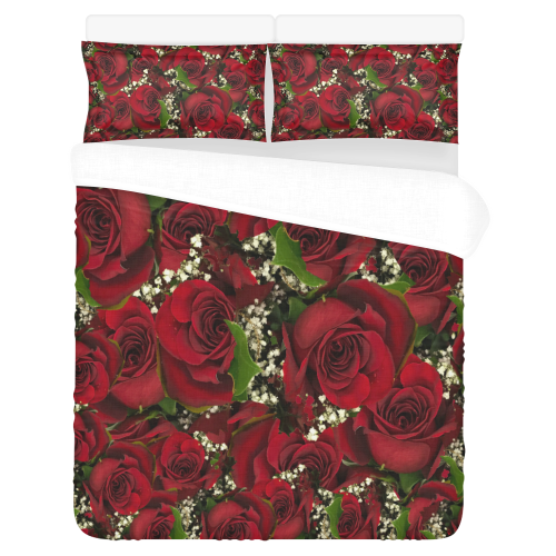 Carmine Roses 3-Piece Bedding Set