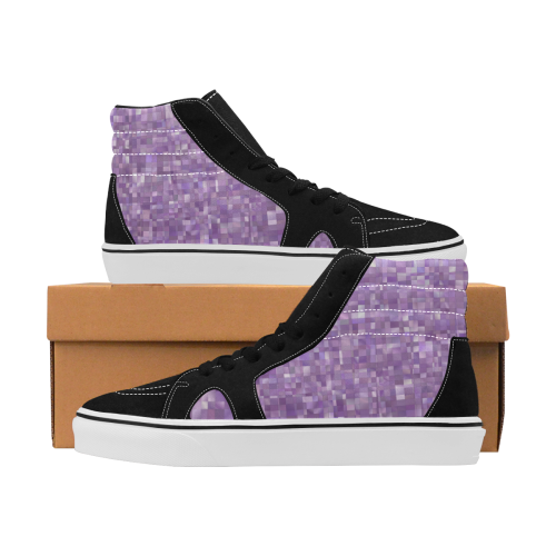 Violet, Purple Pearl Mosaic Glitch Women's High Top Skateboarding Shoes (Model E001-1)