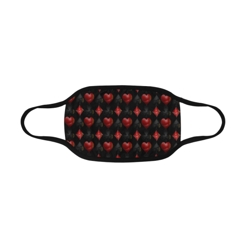 Las Vegas Black and Red Casino Poker Card Shapes Mouth Mask