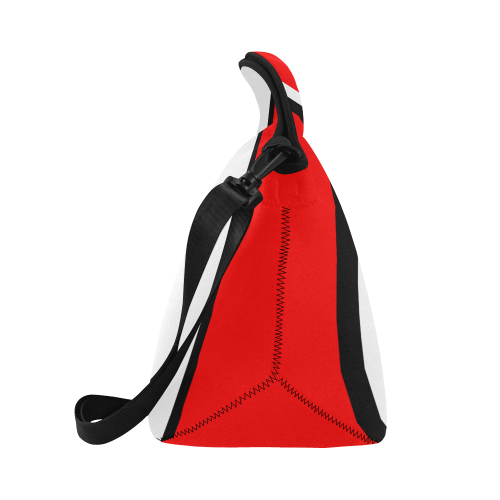 red black white stripe Neoprene Lunch Bag/Large (Model 1669)