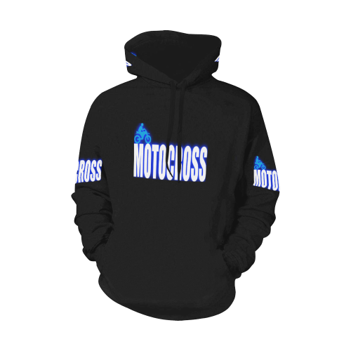 Motocross Hoodie Black Blue and White All Over Print Hoodie for Men/Large Size (USA Size) (Model H13)