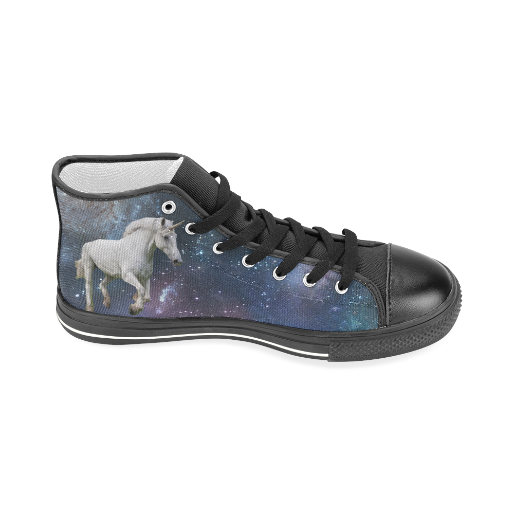 Unicorn and Space Men’s Classic High Top Canvas Shoes (Model 017)