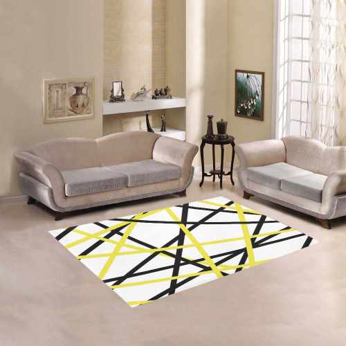 Black and yellow stripes Area Rug 5'3''x4'