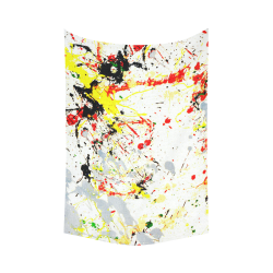 Black, Red, Yellow Paint Splatter Cotton Linen Wall Tapestry 60"x 90"