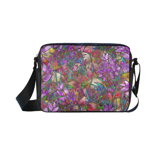 Floral Abstract Stained Glass G175 Classic Cross-body Nylon Bags (Model 1632)