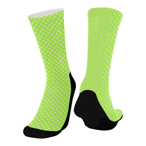 Mint green polka dots Mid-Calf Socks (Black Sole)