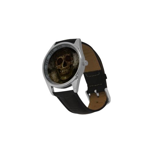 Mysterious  Golden Skull Men's Casual Leather Strap Watch(Model 211)