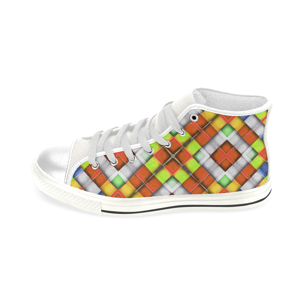 colorful geometric pattern Men’s Classic High Top Canvas Shoes (Model 017)