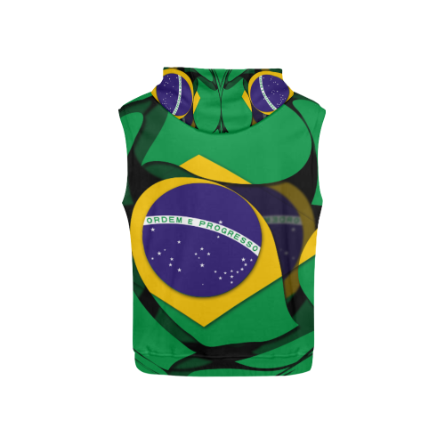 The Flag of Brazil All Over Print Sleeveless Hoodie for Kid (Model H15)
