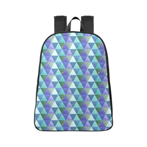 Triangle Pattern - Blue Violet Teal Green Fabric School Backpack (Model 1682) (Large)