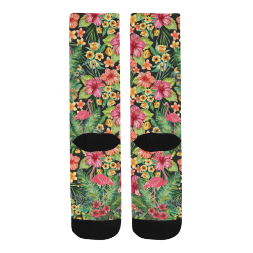 Tropical Flamingo Flowers Men's Custom Socks