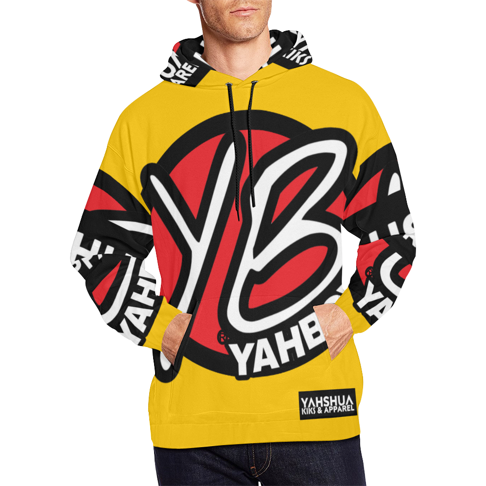 YahBoy Official Logo Yellow All Over Print Hoodie for Men (USA Size) (Model H13)