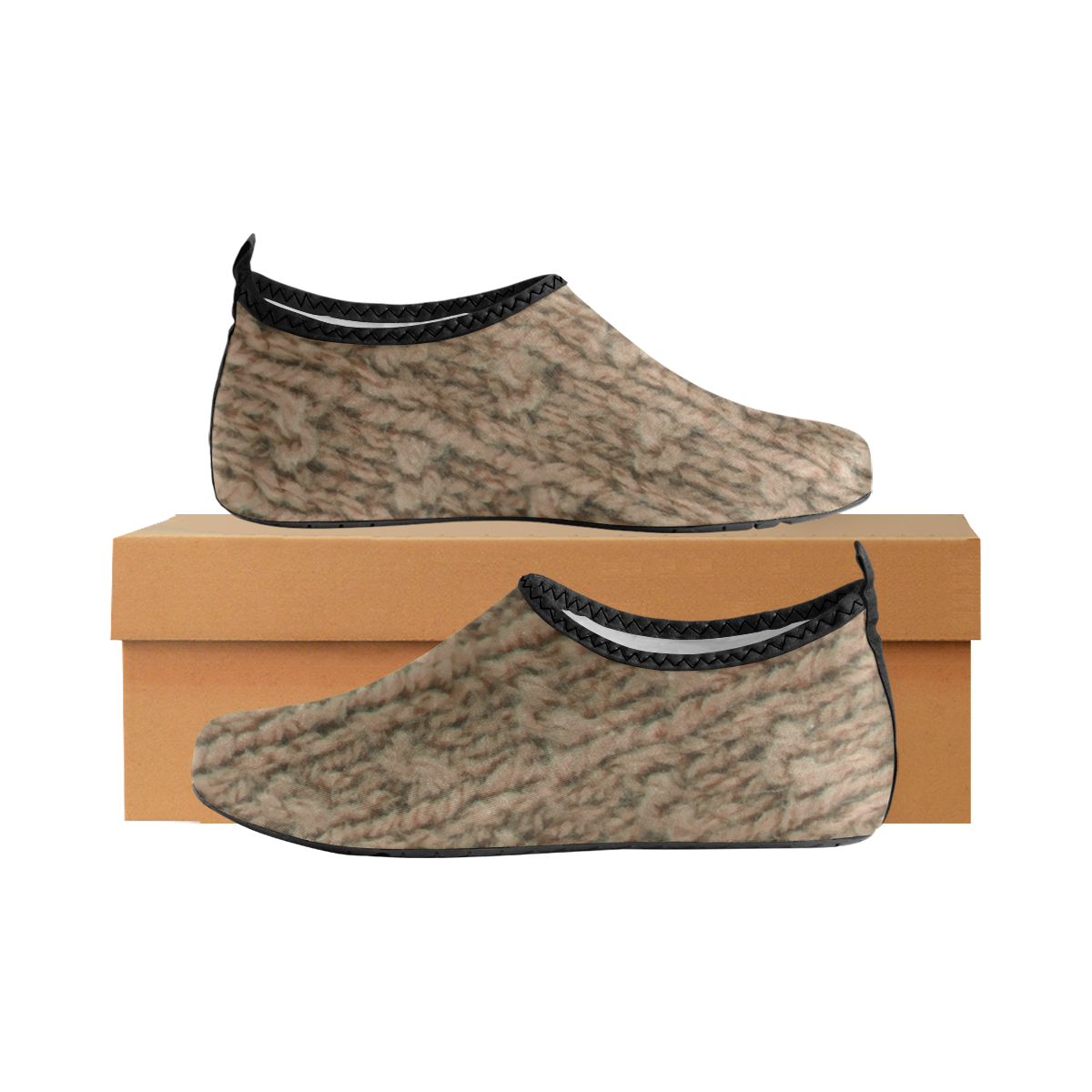 Knitted Wool brown Women's Slip-On Water Shoes (Model 056)