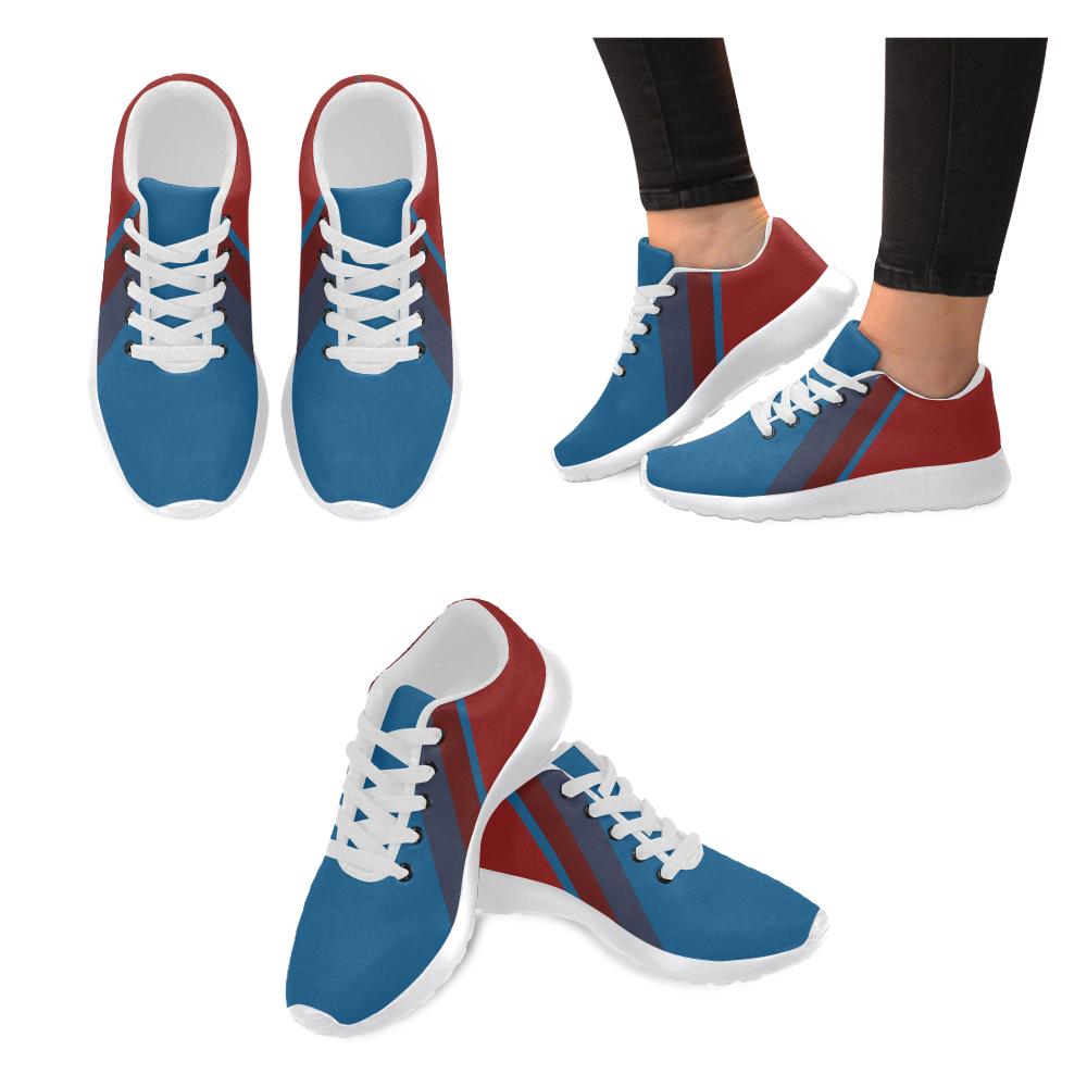 Classic Blue Layers on Red Men’s Running Shoes (Model 020)