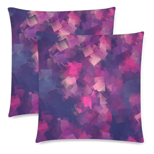 purple pink magenta cubism #modern Custom Zippered Pillow Cases 18"x 18" (Twin Sides) (Set of 2)