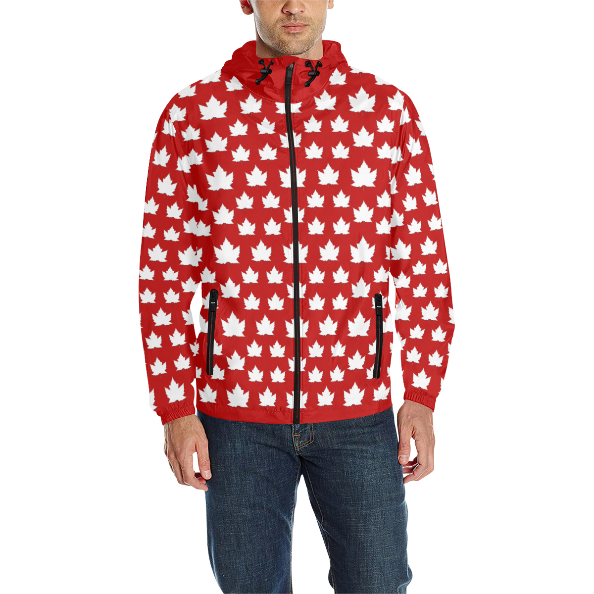 Canada Jackets Cute Maple Leaf All Over Print Quilted Windbreaker for Men (Model H35)