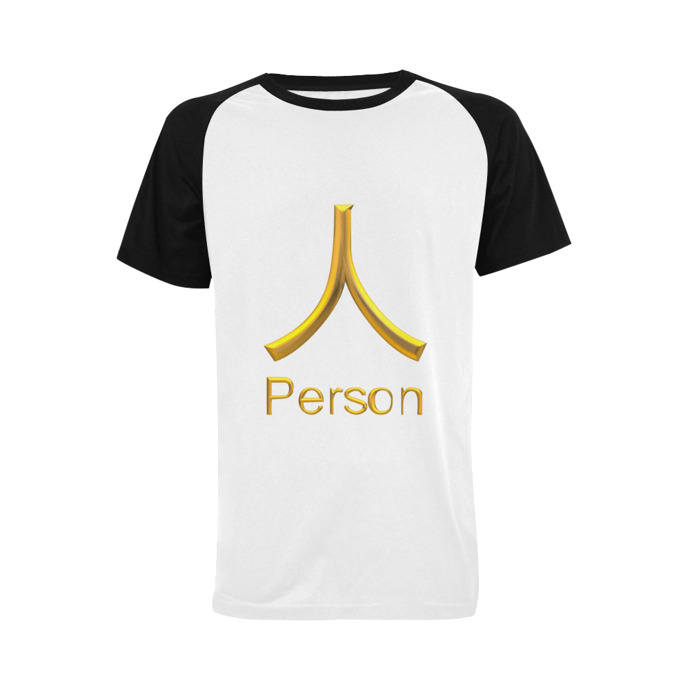 s-Golden Asian Symbol for Person Men's Raglan T-shirt Big Size (USA Size) (Model T11)