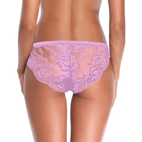 Pink And Green Floral Pink Women's Lace Panty (Model L41)